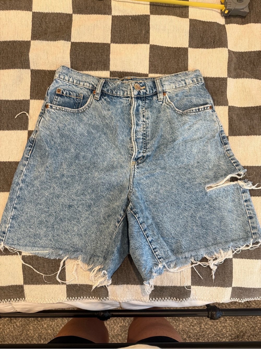 Garage Light Blue Denim Jean Shorts with Frayed Hem